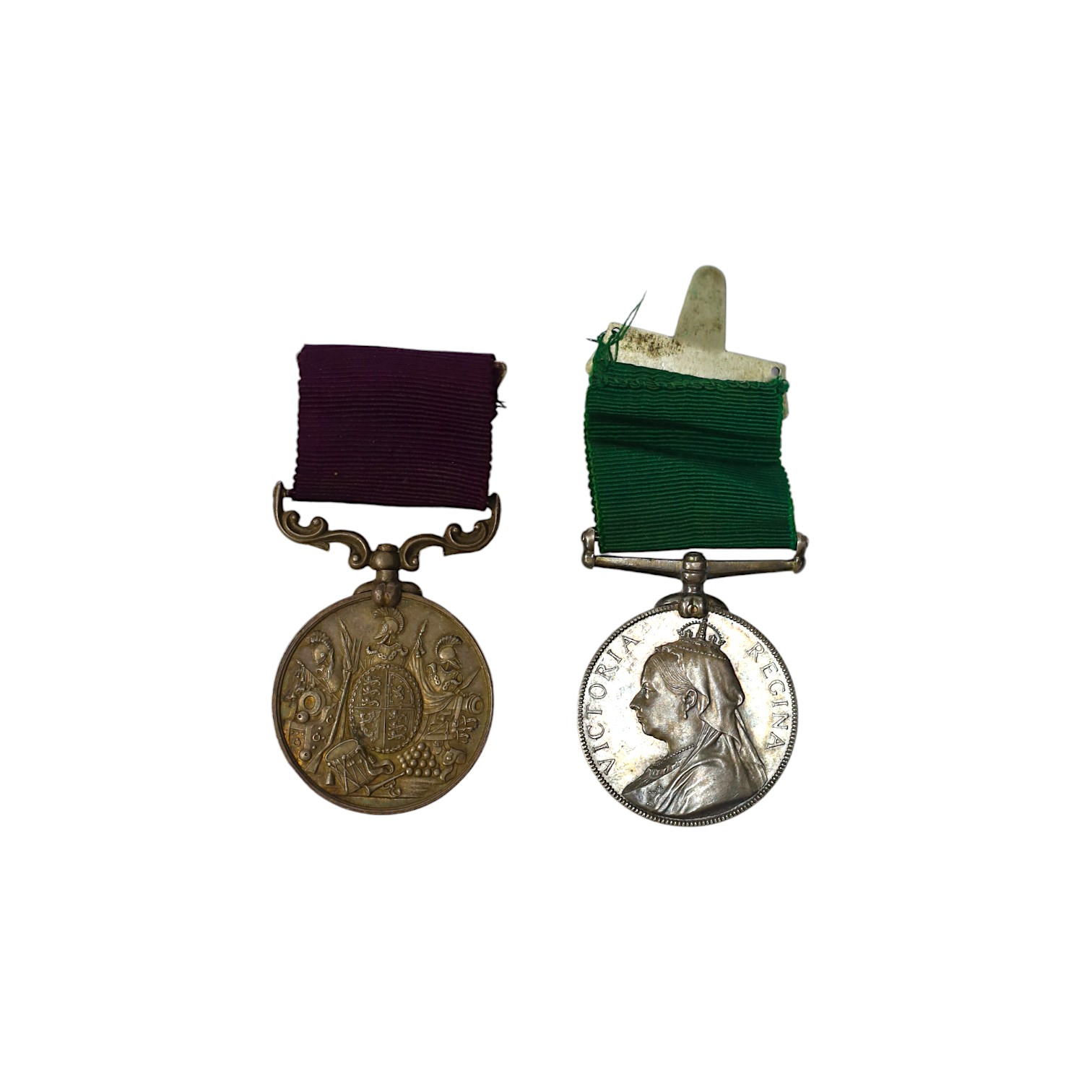 A Victorian LSGC medal to 1843 C:Sgt J.Cook. Gord. High'rs. and an unnamed Victorian Volunteer Long Service medal. Condition - fair